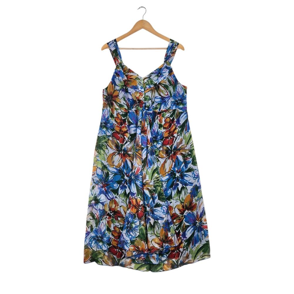 Lane Bryant Floral Chiffon Midi Dress 18 Tropical Resort Vacation